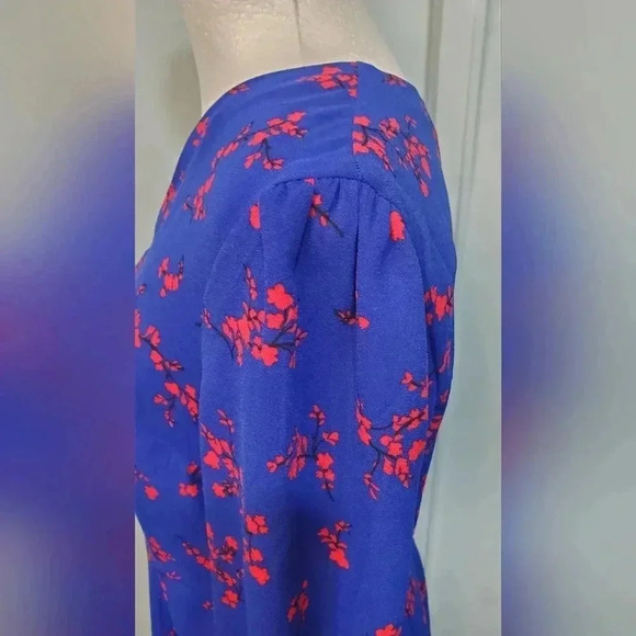 Ann Taylor Factory dress Royal Blue and Red size Petite 4 with 3/4 sleeves - Picture 4 of 7
